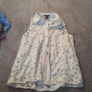 Button down lace tank top